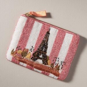 Anthropologie Paris Our city Beaded Eiffel Tower Clutch pouch new without tags